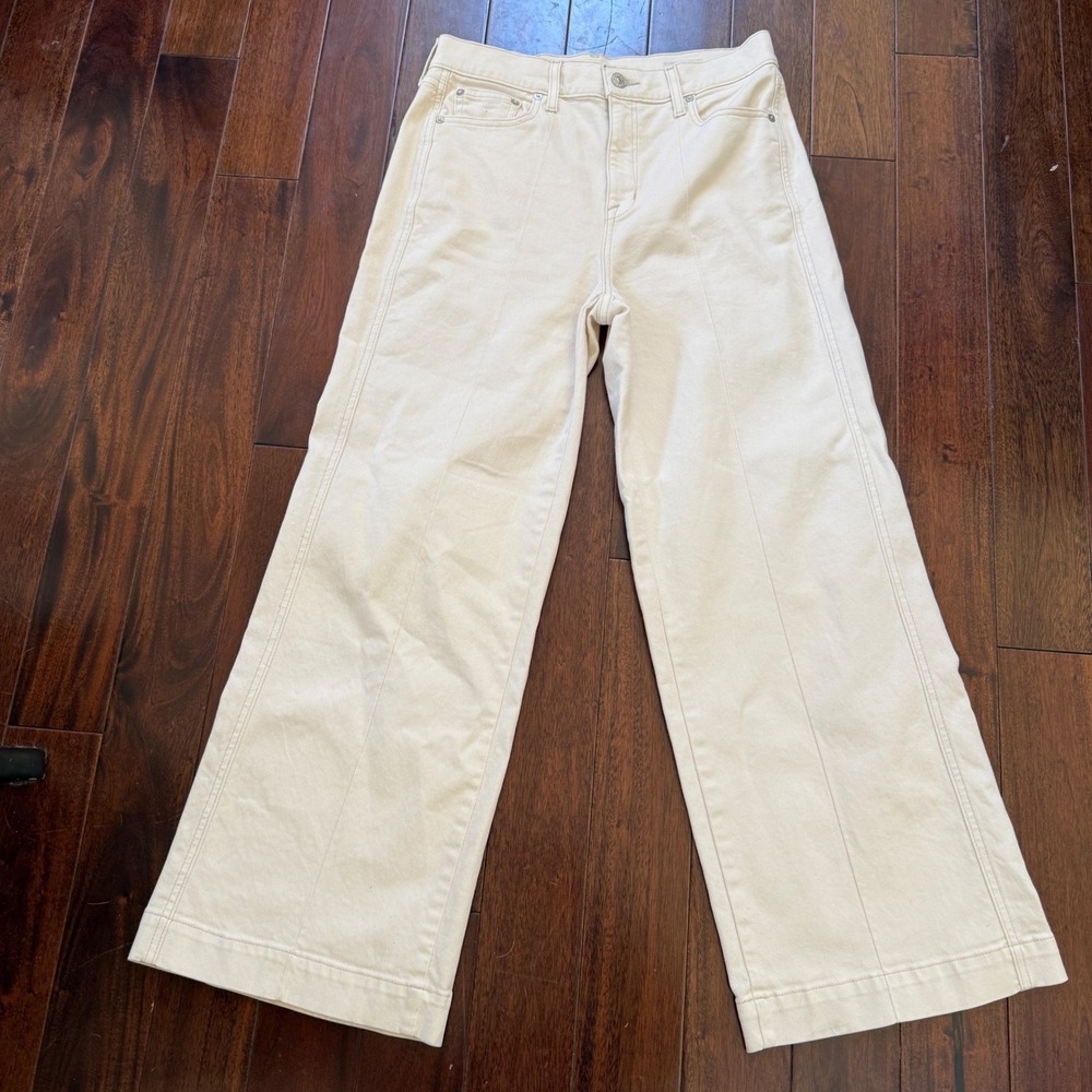 AYR 28S Cream Wide Leg Jeans Organic Cotton High Rise USA Pant Minimalist